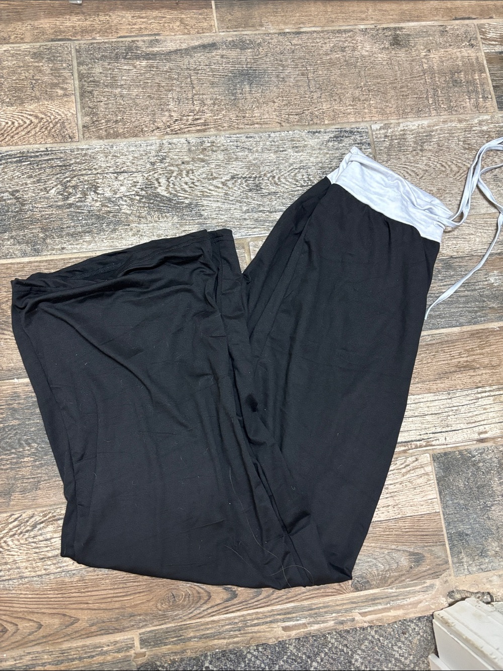 Black Drawstring Track Pants with Contrast Waistband